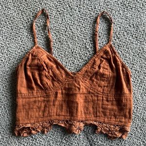 Free People Crop Top Lace Bottom Hem